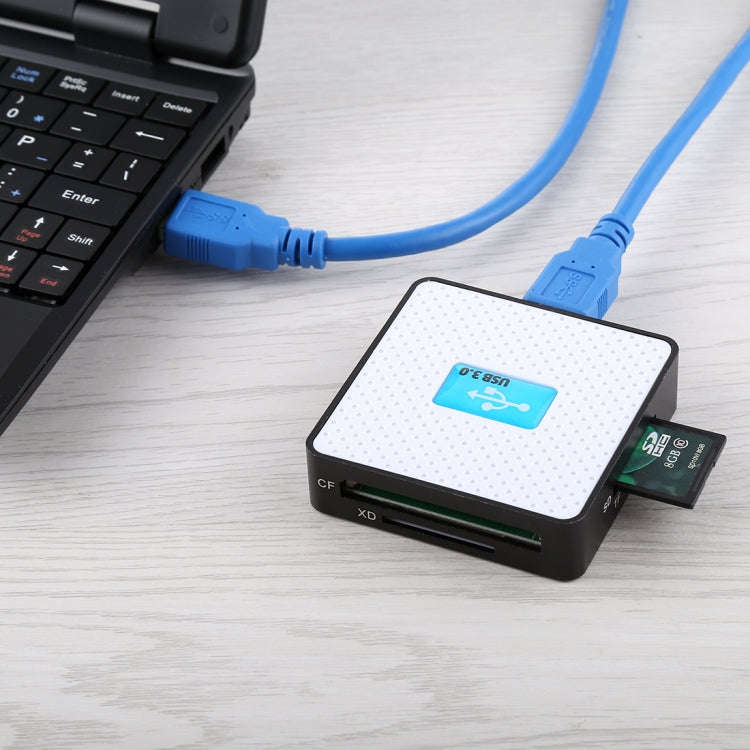 USB 3.0 All-in-1 Card Reader, Super Speed 5Gbps, Support CF / SD / TF / M2 / XD Card(White)