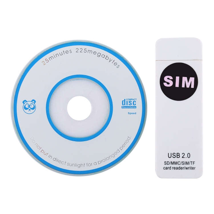 USB Universal Card Reader, Support SD / MMC /SIM / TF Card(White)