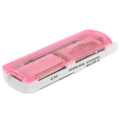USB 2.0 Multi Card Reader, Support SD/MMC, MS, TF, M2 Card(Pink)