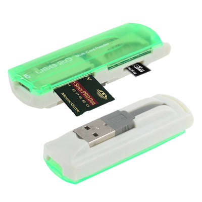 USB 2.0 Multi Card Reader, Support SD/MMC, MS, TF, M2 Card (Light Green)