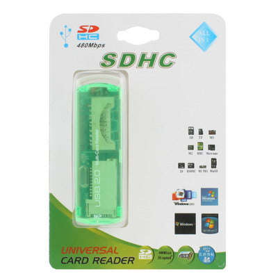 USB 2.0 Multi Card Reader, Support SD/MMC, MS, TF, M2 Card (Light Green)