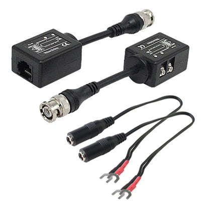 2 PCS Passive Video Balun CCTV Network UTP BNC(Black)