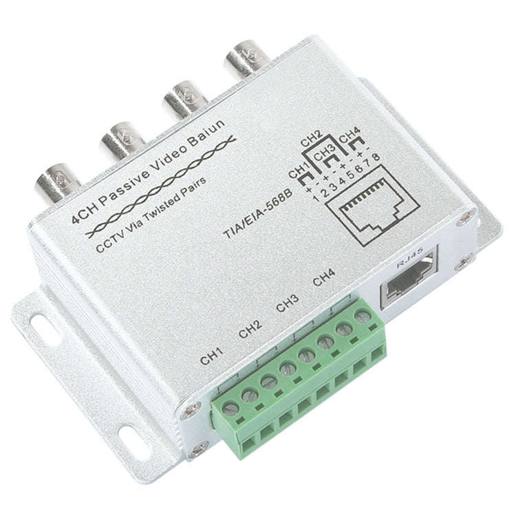 UTP 4 Channel Passive Video Balun Transceiver(Silver)