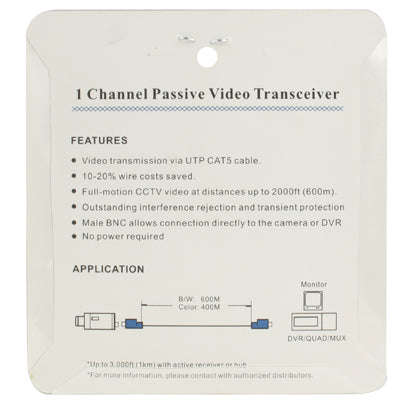 2 PCS 1 Channel Passive Video Transceiver