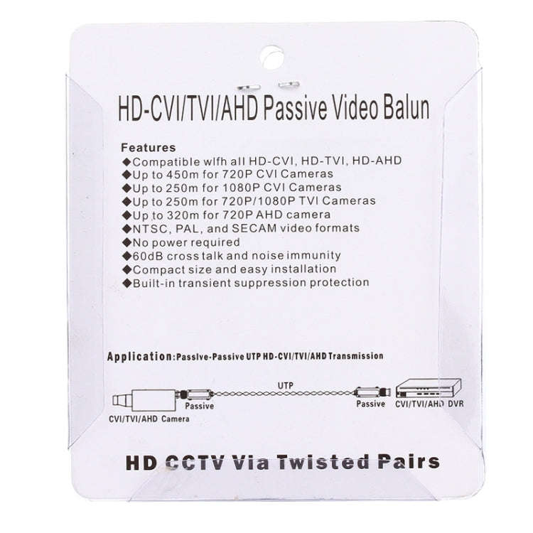 2 PCS 202E-HD CVI/TVI/AHD 1CH Passive Video Balun Coaxial Adapter