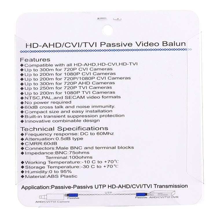 2 PCS 202P-HD Enhanced Version Coaxial CVI/TVI/AHD 1CH Passive Transceiver Video Balun