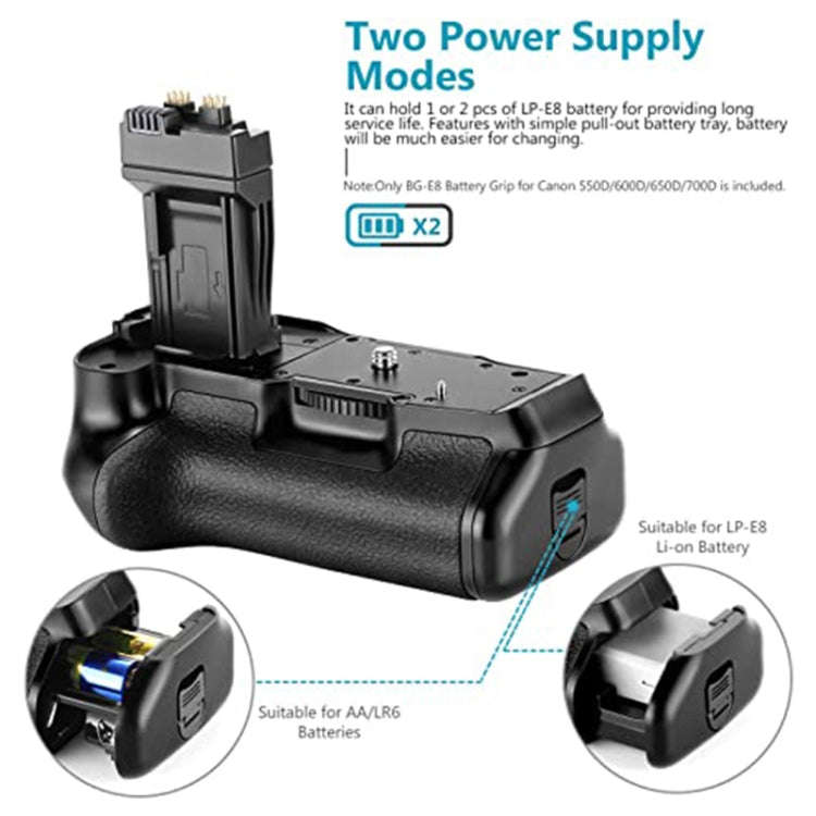 Battery Grip for Canon EOS 550D with Two Battery Holder