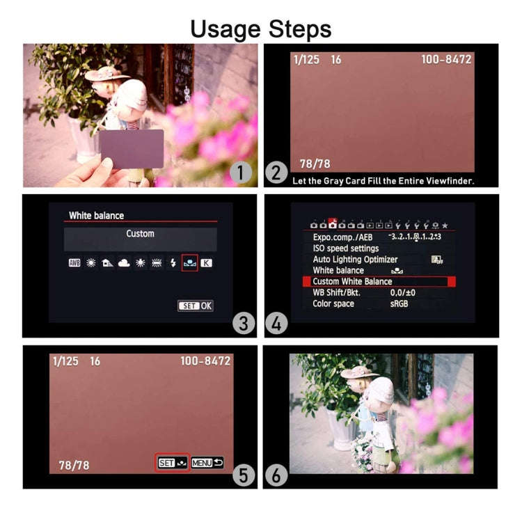 3 in 1 Black White Gray Balance Card / Digital Gray Card with Strap, Works with Any Digital Camer...