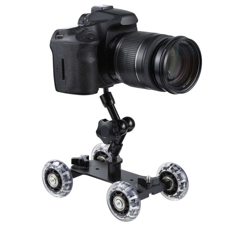 Floor Table Video Slider Track Dolly Car for DSLR Camera(Black)