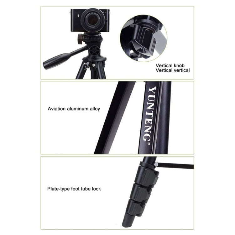 YUNTENG VCT-681 138cm SLR / Micro-SLR / Digital Cameras Tripod Stand, 4-Section Folding Aluminum ...