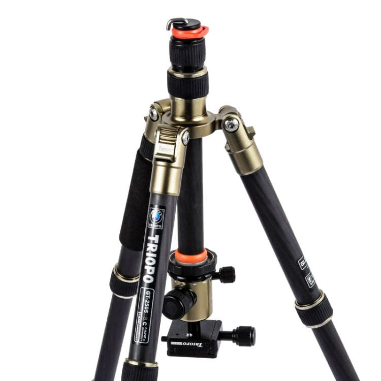 Triopo GT-2505x8.C Adjustable Portable Carbon Fiber Tripod (Gold) with B-1 Aluminum Ball Head (Bl...