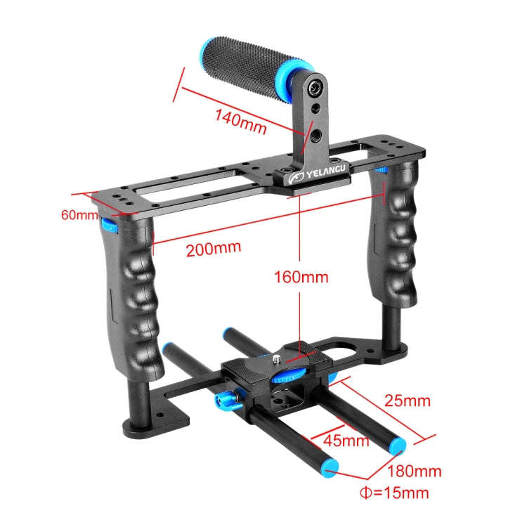 YELANGU YLG0107E-A Protective Cage Handle Stabilizer Top Set for DSLR Camera