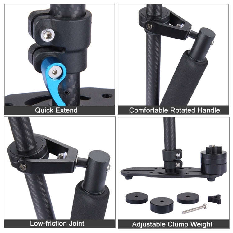 YELANGU 38.5-61cm Carbon Fiber Handheld Stabilizer for DSLR & DV Digital Video & Cameras, Capacit...
