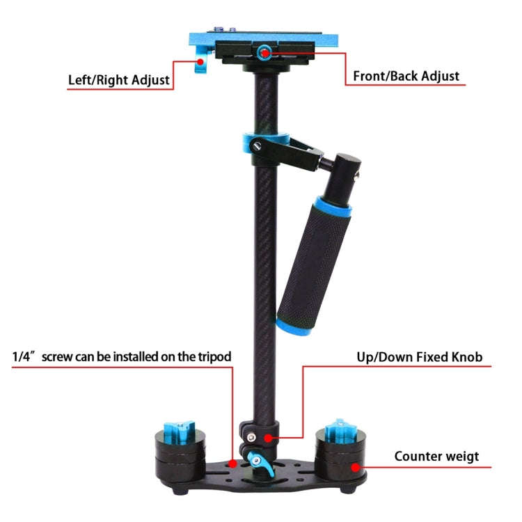 YELANGU 38.5-61cm Carbon Fiber Handheld Stabilizer for DSLR & DV Digital Video & Cameras, Capacit...
