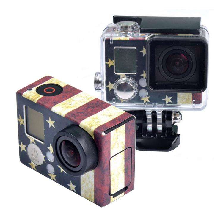 Retro US Flag Pattern Case Sticker for GoPro HERO3+ /3