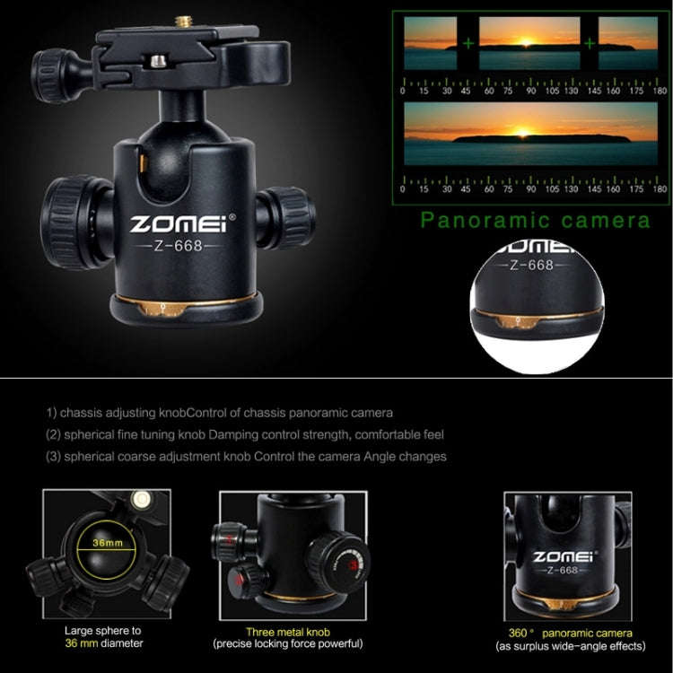 ZOMEI Z688 Portable Professional Travel Magnesium Alloy Material Tripod Monopod with Ball Head fo...