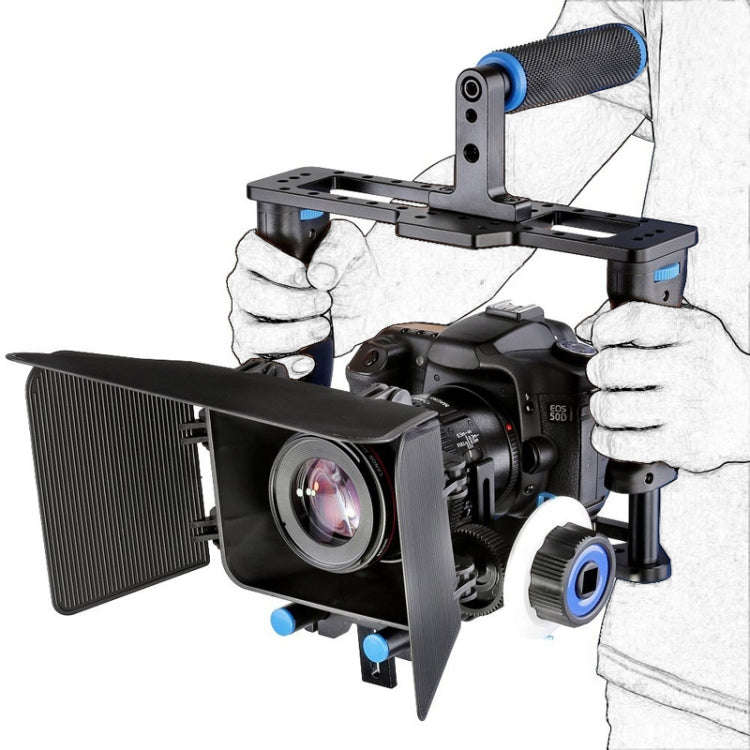 YELANGU YLG1103A-B Large Handle Video Camera Cage Stabilizer + Matte Box Kit for DSLR Camera / Vi...