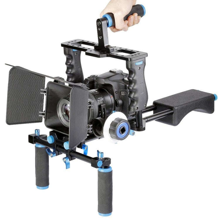 YELANGU YLG1103A-A Dual Handles Camera Shoulder Mount + Camera Cage Stabilizer Kit with Matte Box...