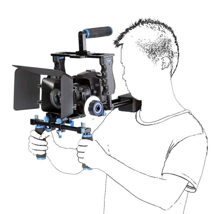 YELANGU YLG1103A-A Dual Handles Camera Shoulder Mount + Camera Cage Stabilizer Kit with Matte Box...