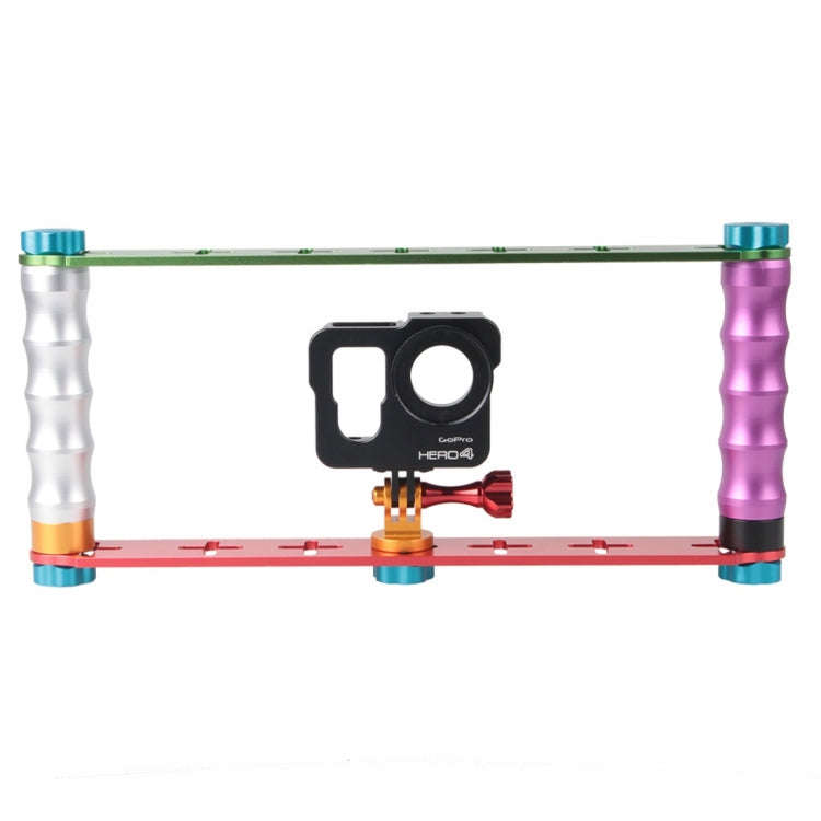 Dual Grip Handle Stabilizer Aluminum Mount Bracket for PULUZ Action Sports Cameras Jaws Flex Clam...
