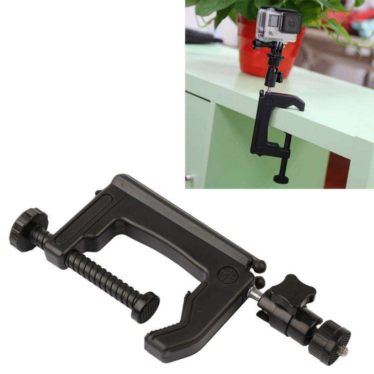 Desktop Fixed Clamp Holder Mount with Tripod Adapter for GoPro, Insta360, DJI and Other Action Ca...