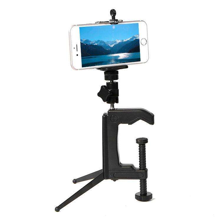 Desktop Fixed Clamp Holder Mount with Tripod Adapter for GoPro, Insta360, DJI and Other Action Ca...