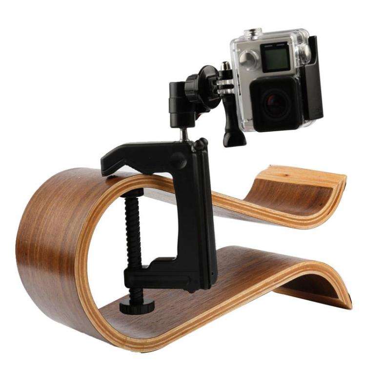 Desktop Fixed Clamp Holder Mount with Tripod Adapter for GoPro, Insta360, DJI and Other Action Ca...