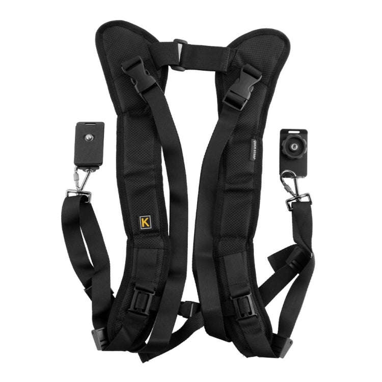 Safe & Fast Quick Double Shoulder Belt Strap for 2 Cameras DSLR (QS-B 1/4(Black)