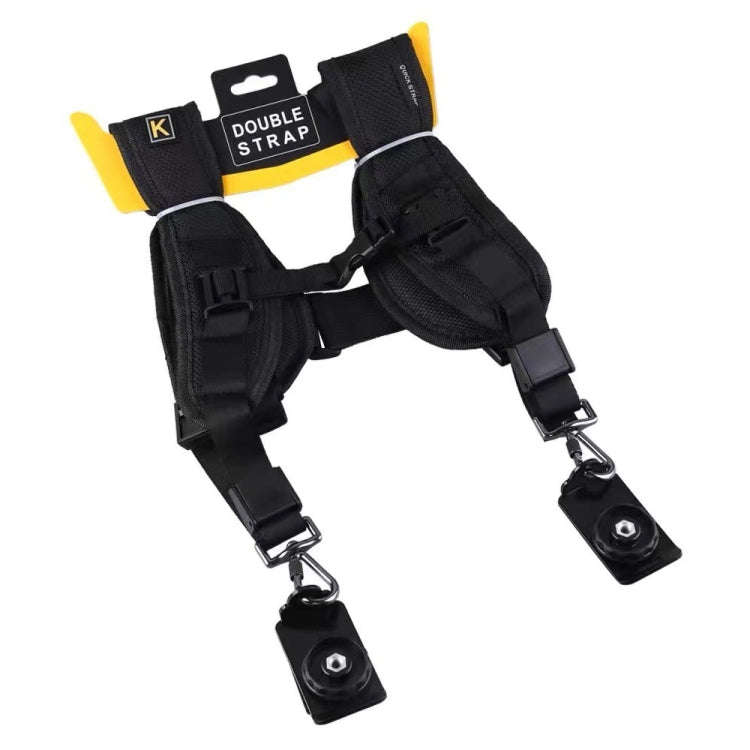 Safe & Fast Quick Double Shoulder Belt Strap for 2 Cameras DSLR (QS-B 1/4(Black)