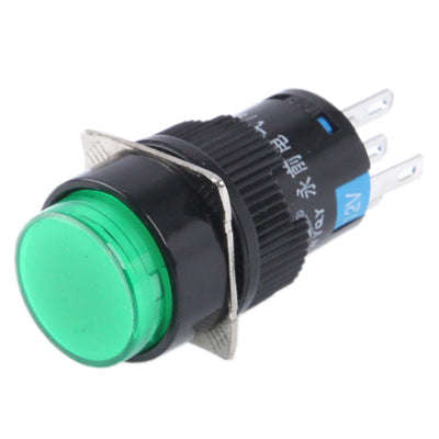 Car DIY Round Button Push Switch / Green Indicator