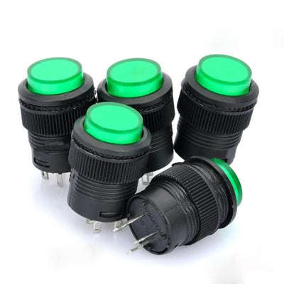 R16-503 16mm 4pin Self-Locking Push Button Switch with Indicator (5 Pcs in One Package, the Price...