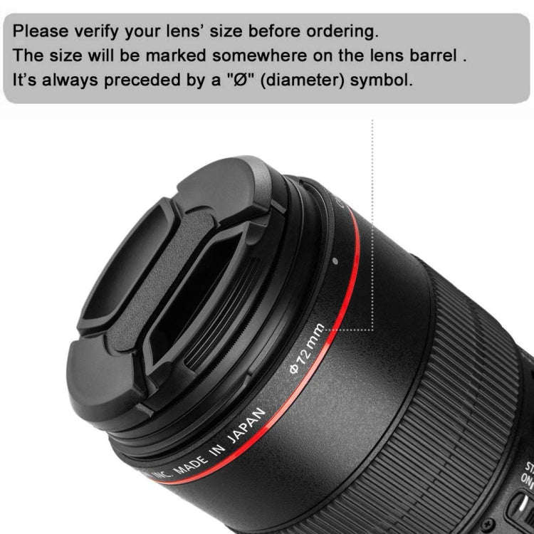 72mm Center Pinch Camera Lens Cap(Black)
