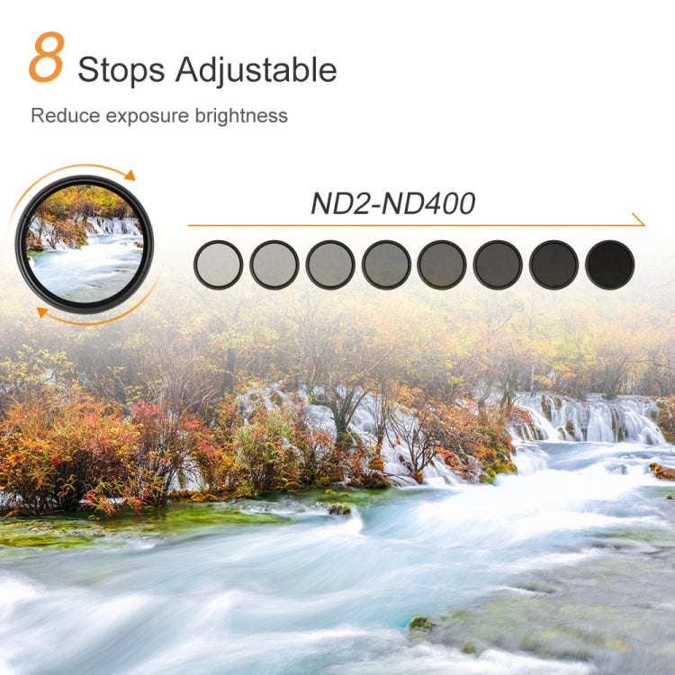 58mm ND Fader Neutral Density Adjustable Variable Filter ND 2 to ND 400 Filter(Black)
