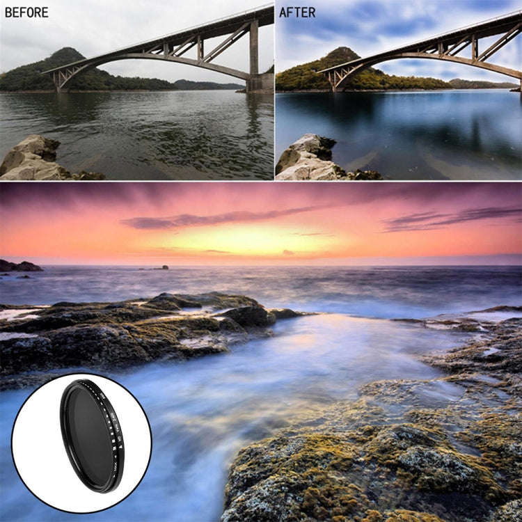 58mm ND Fader Neutral Density Adjustable Variable Filter ND 2 to ND 400 Filter(Black)