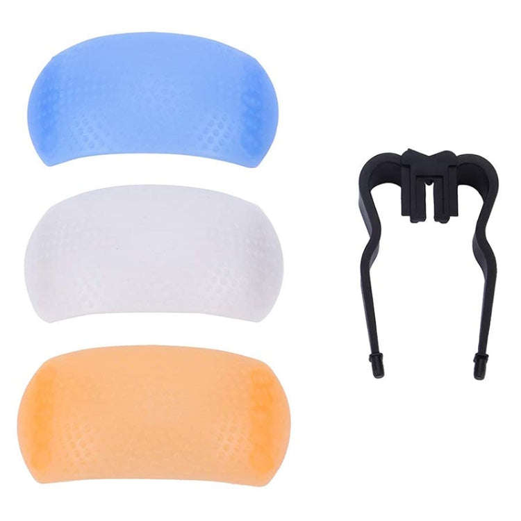 3 Colors Pop-up Flash Soft Flash Diffuser Kit  with White Diffuser / Blue Diffuser / Orange Diffu...