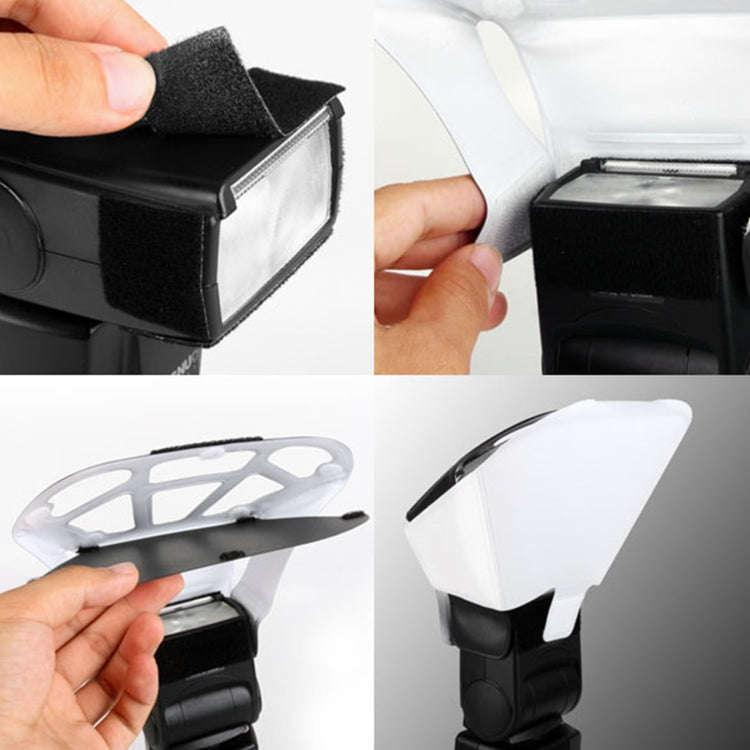 Universal FB-10X Camera Top Flash Light Speedlite Bounce Focus Flash Diffuser with 3 PCS Removabl...