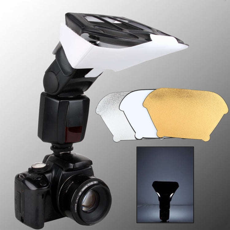 Universal FB-10X Camera Top Flash Light Speedlite Bounce Focus Flash Diffuser with 3 PCS Removabl...