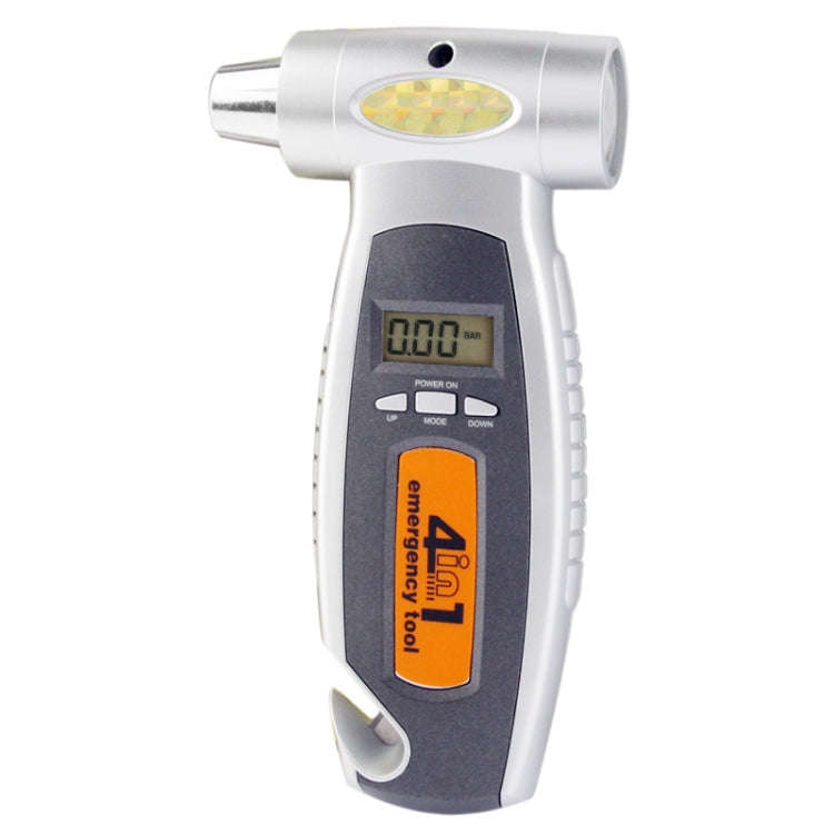 4 in 1 (Digital Tire Gauge + Flashlight + Emergency Hammer + Emergency Seat Belt Cutter) Emergenc...