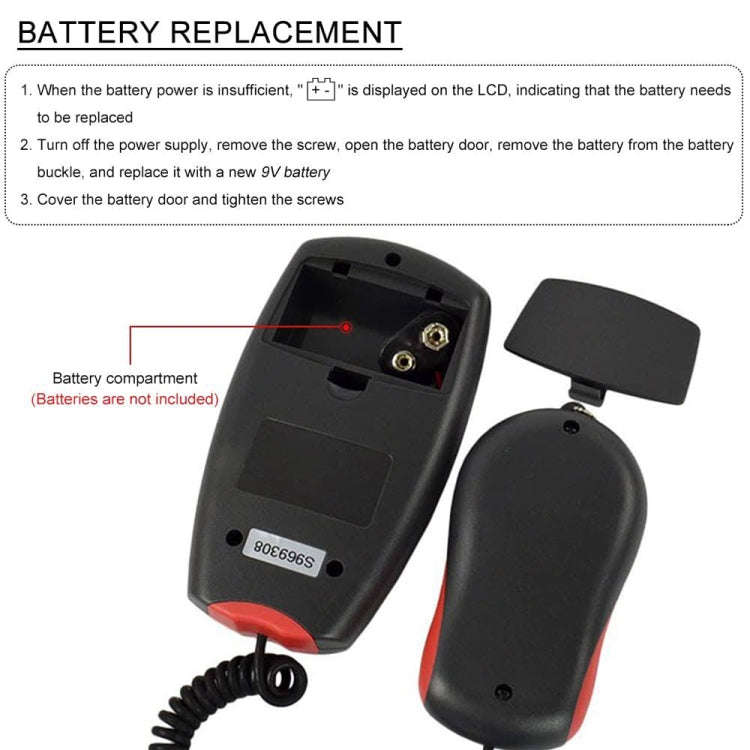 Digital Light Meter, Measuring Range: 1-100000 Lux(Red)