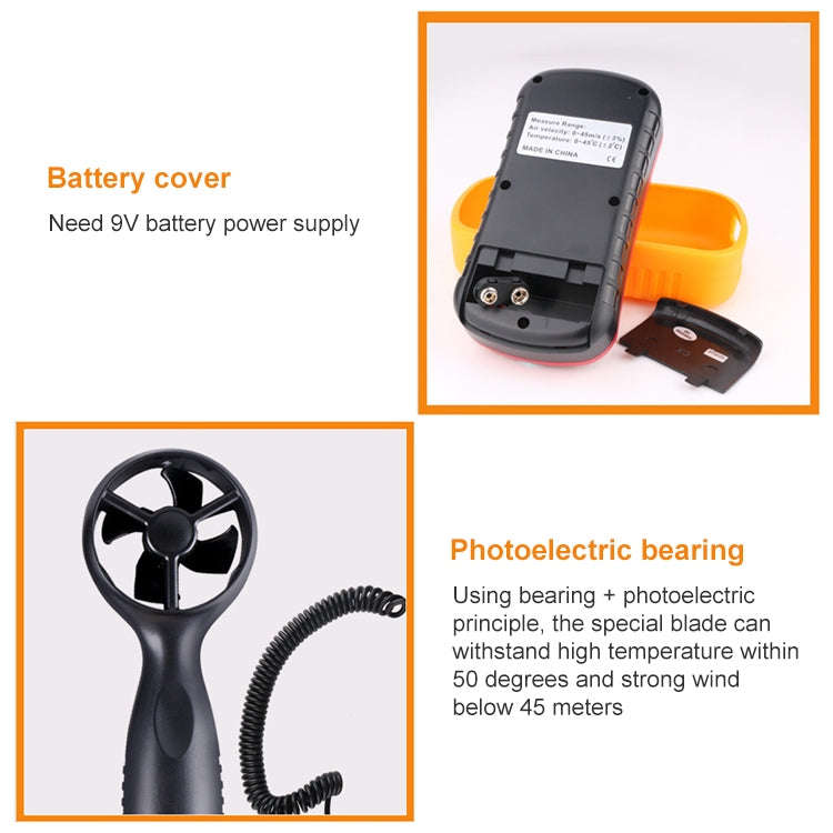 Digital Anemometer (Measurement items: Air Velocity, Air Temperature)(Red)