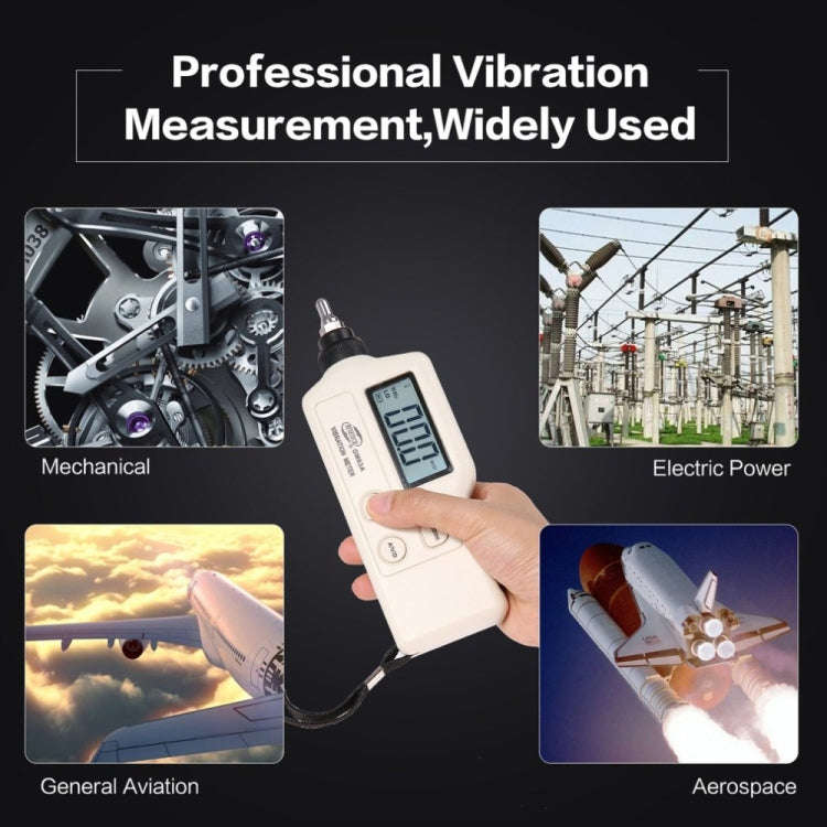 BENETECH GM63A Vibration Meter Digital Tester Vibrometer Analyzer Acceleration Velocity(White)