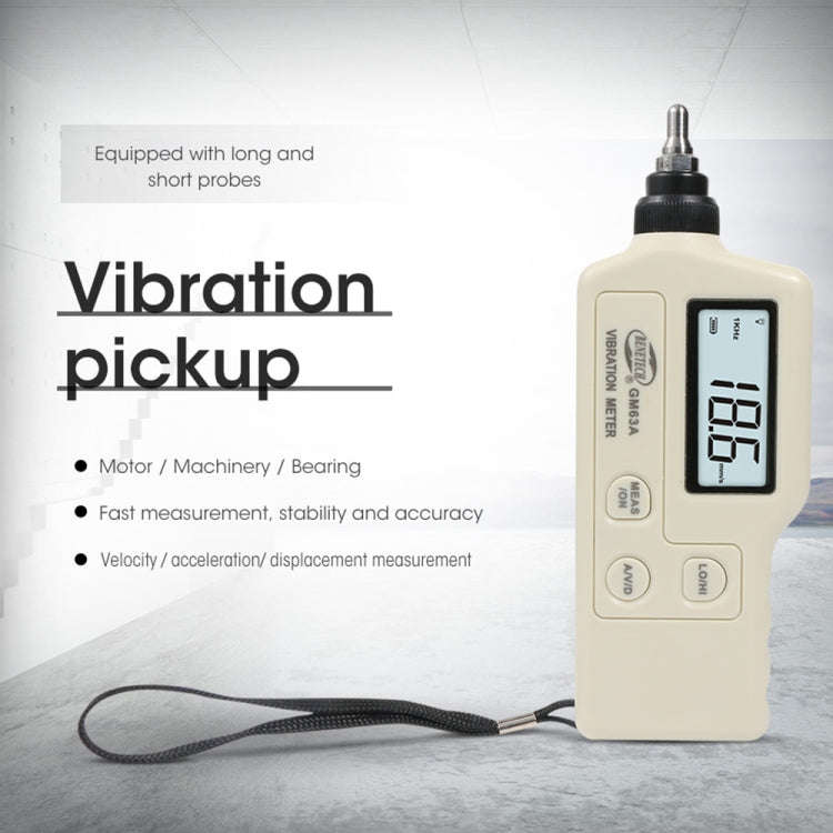BENETECH GM63A Vibration Meter Digital Tester Vibrometer Analyzer Acceleration Velocity(White)