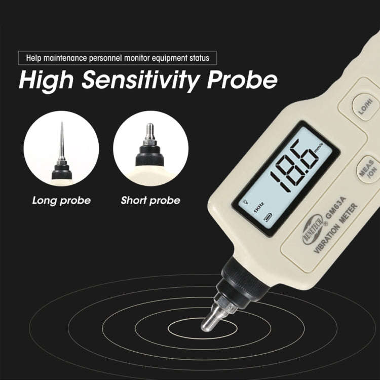 BENETECH GM63A Vibration Meter Digital Tester Vibrometer Analyzer Acceleration Velocity(White)