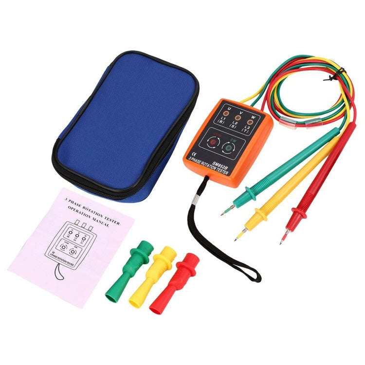 SM852B 3 Phase Rotation Tester Indicator Detector Meter(Orange)