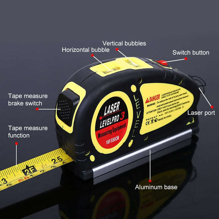 Laser Level with Tape Measure Pro (550cm), LV-05(Yellow)