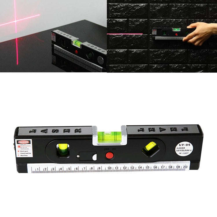 Laser Level with Tape Measure Pro 4 (100cm) / Level Bubbles with LED Light, LV-04(Black)