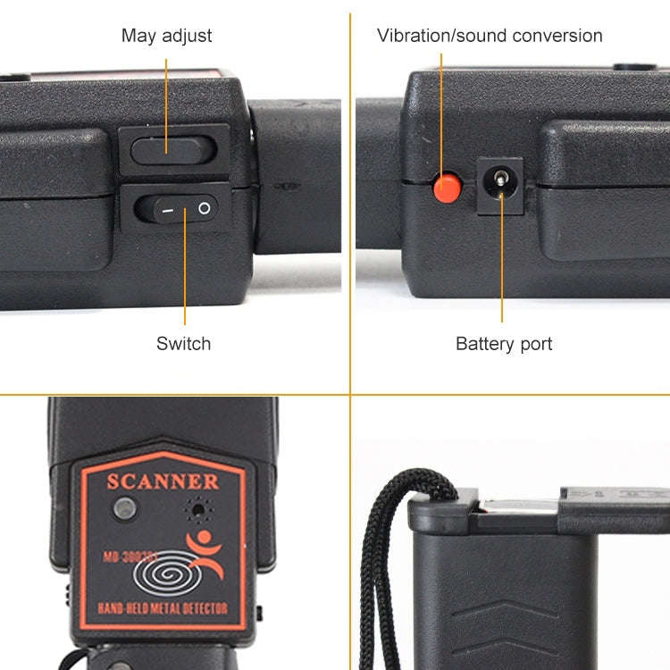 Super Scanner wand Metal Detector (MD-3003B1)(Black)