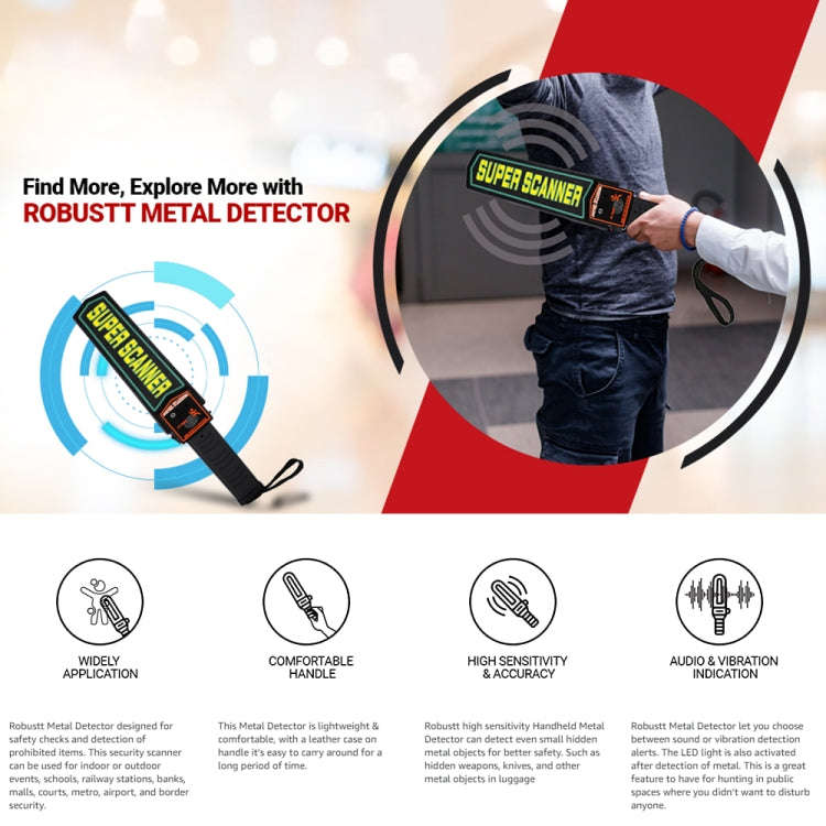 TS90 Hand-held Security Metal Detector, Detection Distance: 60mm