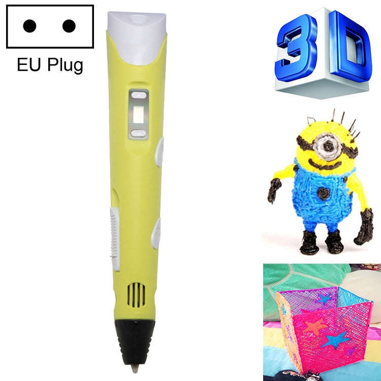 Hand-held 3D Printing Pen, EU Plug(Yellow)