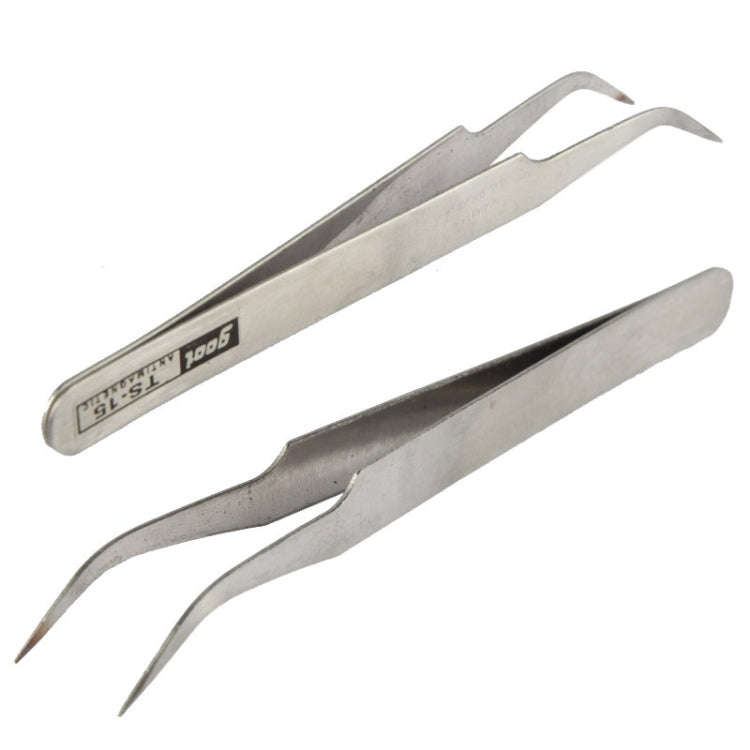 6 PCS Stainless Steel TS-10/ 11/ 12/ 13/ 14/ 15 Straight and Angled Tweezerses(Grey)